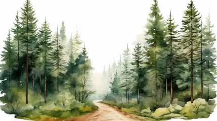 Fensteraufkleber Watercolour path through forest landscape scenery © Estalon Industries