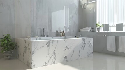 Sophisticated Bathroom with Marble Bathtub and Glass Shower Door