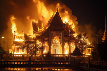 thai temple burning