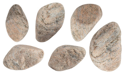 Fototapeta na wymiar Macro – River stone collection isolated on transparent background, (high resolution)