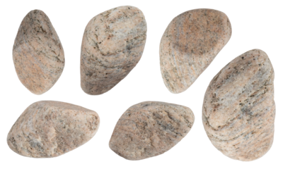 Macro – River stone collection  isolated on  transparent background, (high resolution)