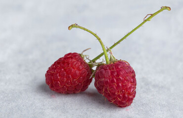 delicious and healthy red raspberries close up