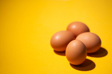 Eggs on a yellow background