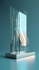 abstract podium, 3D render, blender render, Glass,