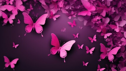 Background with butterflies in Fuschia color