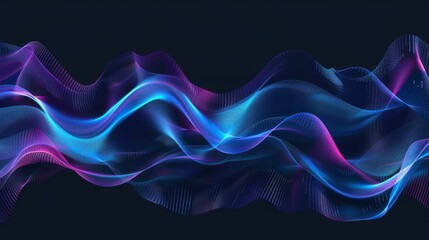 An electrifying dance of abstract waves in a mesmerizing blend of electric blue and rich purple hues, capturing the fluidity and complexity of fractal art