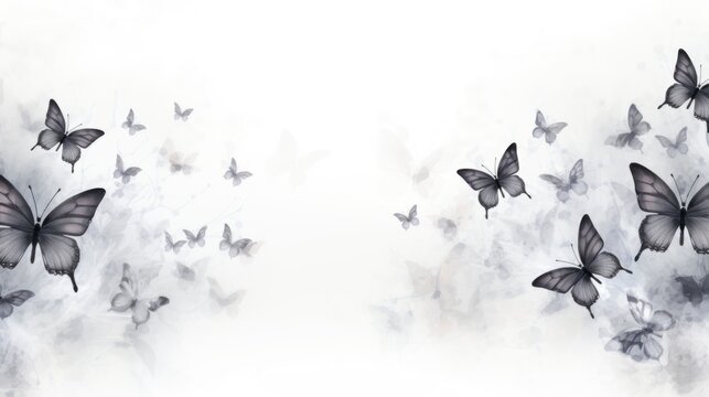 Fototapeta Background with butterflies in Gray color.