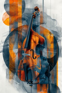 A vibrant cello rests against a vibrant backdrop, embodying the harmony and beauty of music in this stunning piece of art