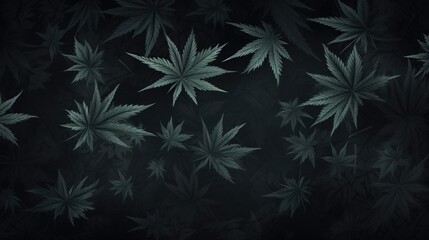 Background with Charcoal marijuana leaves.