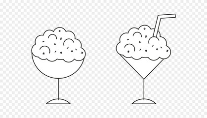 Outline Illustration of ice cream in cup