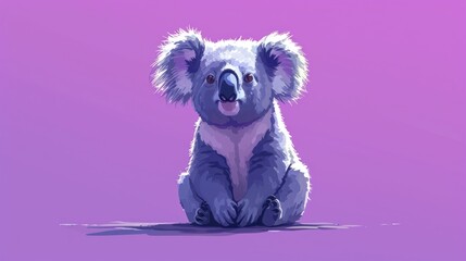 a digital painting of a koala bear sitting on the ground with its head turned to the side and eyes wide open. - obrazy, fototapety, plakaty
