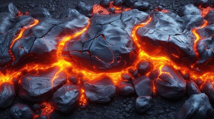a close up of a rock formation with lava and fire coming out of the middle of the top of it.