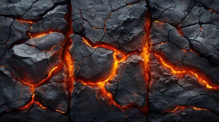 a close up of a rock wall with lava and flames coming out of the crack in the middle of it.