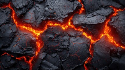 a close up of a lava texture with red and yellow flames coming out of the cracks in the middle of it.