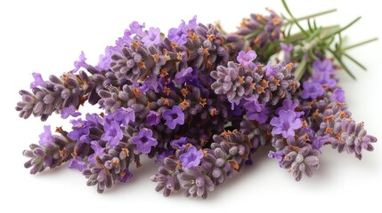 a bunch of lavender flowers laying on top of each other on a white surface in front of a white background.