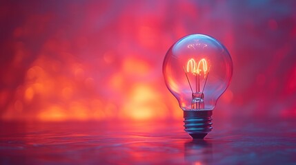 a light bulb with a mcdonald's logo on it sitting on a table in front of a red and blue background.