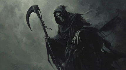 The Reaper: A Grim Harvest. Generative AI - obrazy, fototapety, plakaty