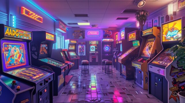 An indoor oasis of flashing lights and nostalgia, where the buzz of slot machines mixes with the laughter and excitement of arcade games in a modern-day casino wonderland