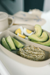 first blw baby food, little baby eating organic vegetables with BLW method. Infant eating healthy food. self feeding