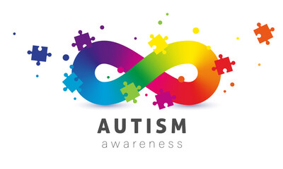 Autistic Pride Day. Colorful rainbow infinity. Autism awareness symbol. Infinity sign color spectrum. Rainbow gradient in the shape of the infinity sign. Neurodiversity Symbol