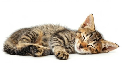 Obraz premium Little kitten isolated on white background. Tabby cat baby