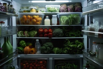 A Refrigerator Brimming With Assorted Vegetables