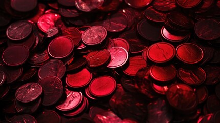 Background with coins is Ruby color - obrazy, fototapety, plakaty