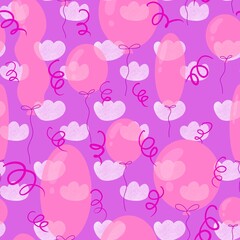 Birthday seamless balloons and clothes pattern for wrapping paper and fabrics and linens and kids clothes print