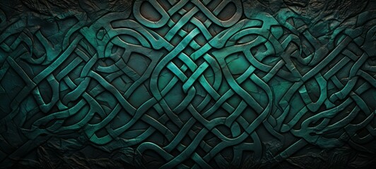 Mythology Irish Celtic Knot Patterns texture wallpaper. Celtic symbols. Celtic runes - obrazy, fototapety, plakaty