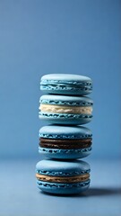 macarons on blue background, ai generated