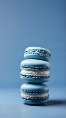 stack of stones on blue macaroons , ai generated