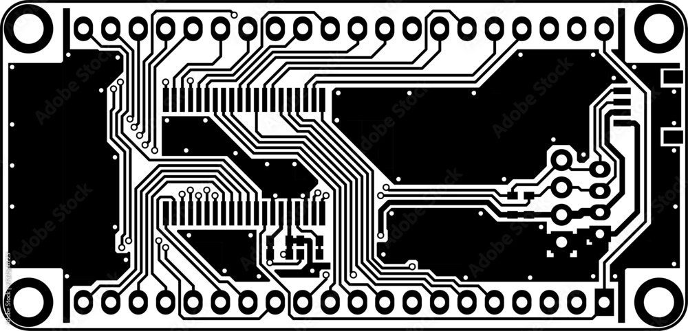 Poster electric background. vector pcb pattern. printed circuit board of electronic device with conductors 