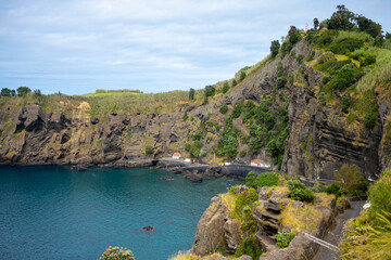 A beautiful bay in the village of Capelas. Sao Miguel Island, Azores, Portugal.