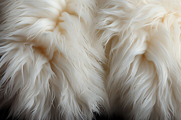 Luxurious White Faux Fur Texture

A close-up of sumptuous white faux fur, with its soft, dense fibers creating a lavish texture that conveys warmth and elegance, perfect for backgrounds 