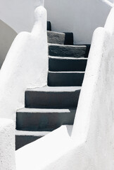 white  and grey staircase in the house in Santorini, Cyclades, Greece