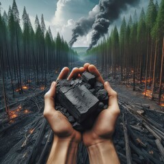 The Adverse Effects of Coal Mining: Alarming Environmental Destruction - obrazy, fototapety, plakaty