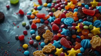 Fototapeta na wymiar colorful sweets, sweets composition generative ai
