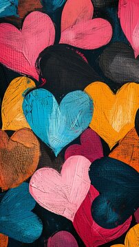 Background pattern, colorful hearts. Love icon symbol. Wedding concept.