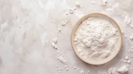 Obraz na płótnie Canvas white flour inside a plate on white background, flour powder generative ai