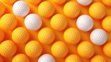 Background with golf balls in Saffron color.