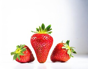 just strawberries; isolated on a white background; healthy food concept; vertical photo of freshly harvested organic fruits copy space, banner, advertisement, invitation, discount offer