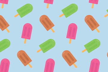 Seamless pattern vegan ice cream on a stick. Vector illustration.