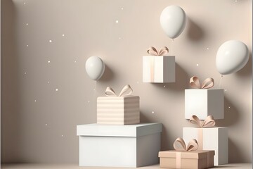 Minimal product background for birthday party. 3D render
