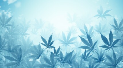 Background with Sky Blue marijuana leaves