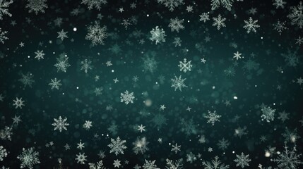 Obraz na płótnie Canvas Background with snowflakes in Dark Green color