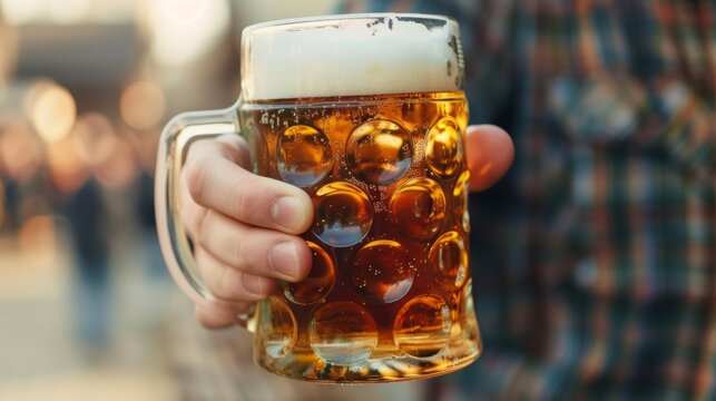 man hold a glass of beer generative ai