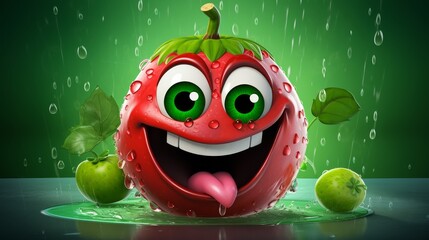 Cartoon Tomato With Tongue Sticking Out