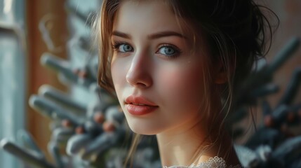 Fototapeta premium the femininity and delicate beauty of a woman, generative ai