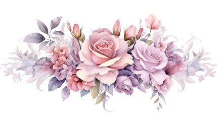 on white background , a banner, rose spring flowers design, intricate, realistic, Glaze, 3-Dimensional, 4k, Infused, LED, Supplementary-Colors, polished watercolor