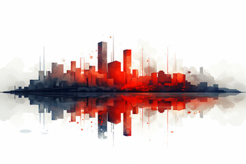 Obraz premium A minimalist illustration of a modern city skyline with clean lines and geometric shapes, capturing the essence of urban life.